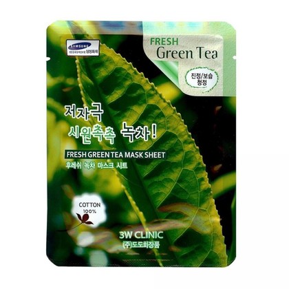 Увлажняющая тканевая маска 3W CLINIC Fresh Green Tea Mask Sheet, с экстрактом зеленого чая, 23 мл