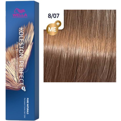 Краска для волос Wella Professionals Koleston Perfect, Pure Naturals,  8/07, стойкая, 60 мл